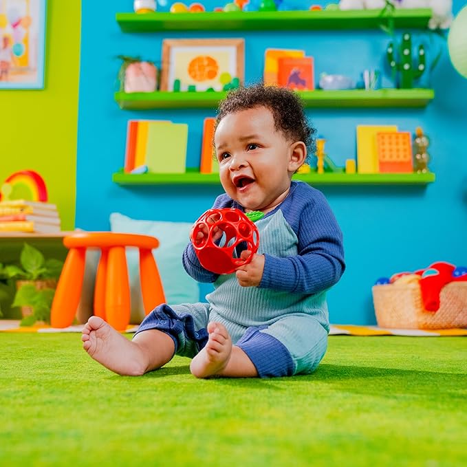 Bright Starts Oball Easy Grasp Red Apple Teether Toy, Hold My Own Collection