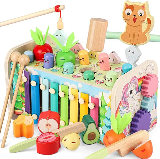 10 in 1 Montessori Toys for 1+ Year Old Wooden 1 2 3