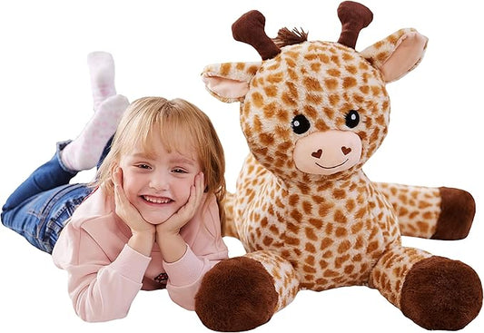 IKASA Large Giraffe Stuffed Animal Plush Toys,Soft Toy 30" Giant Cute Huge Big Size Jumbo Kawaii Fluffy Plushy Fat Oversized Plushie