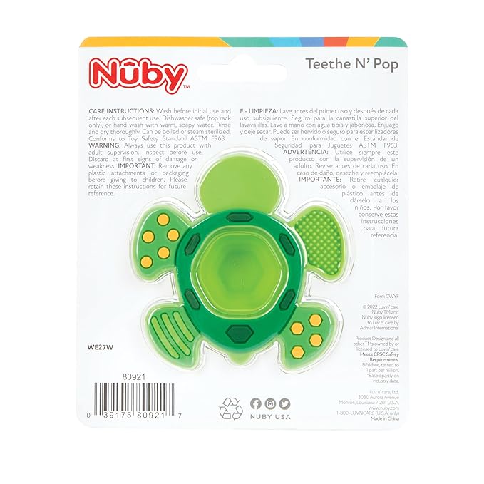 Nuby Teethe N' Pop Sensory Play Teether - Baby Teething Toy 3+ Months