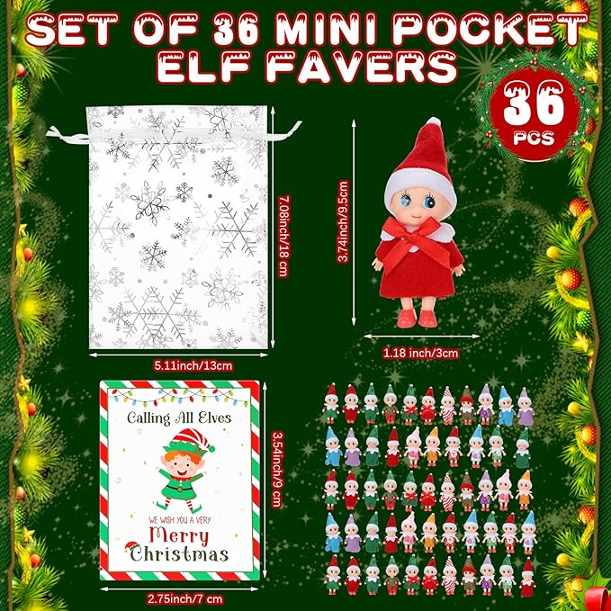 Syhood 36 Christmas Plush Elf Doll Set 36 Pcs Mini 36 Pcs 36 Pcs