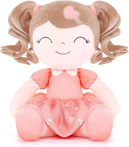 Gloveleya Baby Doll Gifts Plush Curly Girl Toys with Love 16" Orange