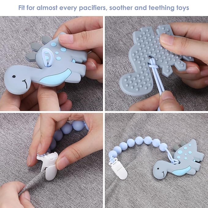 4-Pack Silicone Pacifier Clips for Baby Boys and Girls - with One-Piece Beads, Flexible and Rust-Free Holders for Teething Relief and Baby Essentials