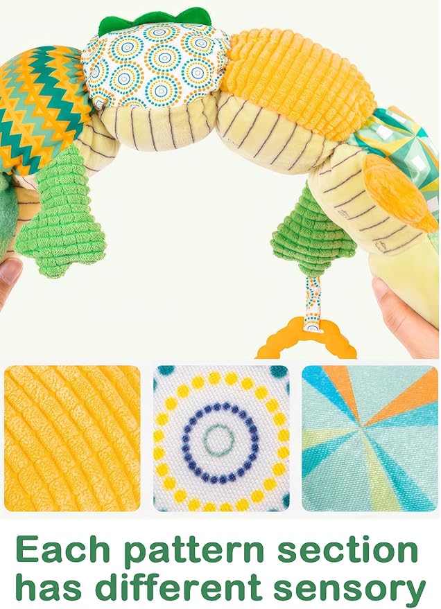 Infant Musical Stuffed Animal Toys, Activity Soft Sensory Toy with Baby Teething Toys 0 3 6 12