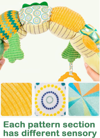Infant Musical Stuffed Animal Toys, Activity Soft Sensory Toy with Baby Teething Toys 0 3 6 12