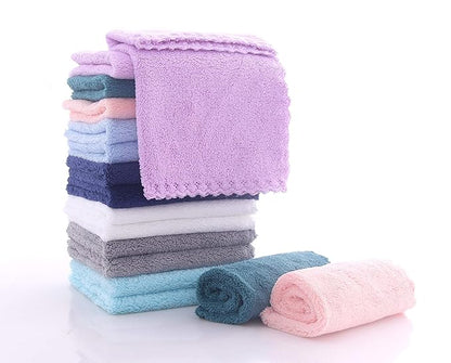 16 Pack Baby Washcloths - Luxury Multicolor Coral Fleece 10x10 Inch
