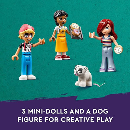 LEGO Friends Heartlake City Café Shop Toy for Kids, Bakery Building Set, Birthday Gift Idea for Girls and Boys Ages 6 Years and Up with 3 Mini Dolls and a Dog Toy Figure, 42618