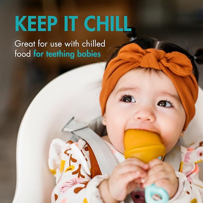 Boon Pulp Silicone Baby Fruit Feeder - Soft Silicone Baby Feeding Set 2 Count