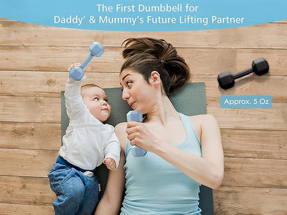 Giftty Baby Dumbbell Toy - Silicone Infant Rattle Teething Toy Teether Toddler Sensory Toy Durable Safe Exercises Workout Weight (1pcs 4.8oz