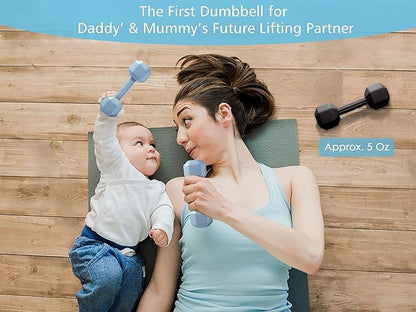Giftty Baby Dumbbell Infant Rattle Silicone Teething Toy Teether Infants Toddler Sensory Toy Exercises Weight - Made of 100% Food-Grade Silicone, Safe for Baby Boys and Girls (1pcs 4.8oz