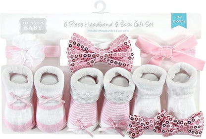 Hudson Baby Girl's Headband and Socks Giftset