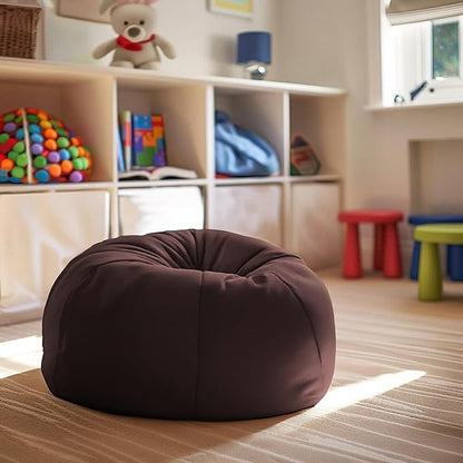Flash Furniture Dillon Small Bean Bag Chair for Kids and Teens, Foam-Filled Beanbag Chair with Machine Washable Cover, Brown