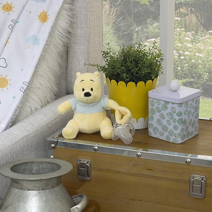 Disney Winnie The Pooh Yellow and Aqua Plush Buddy Pacifier Holder