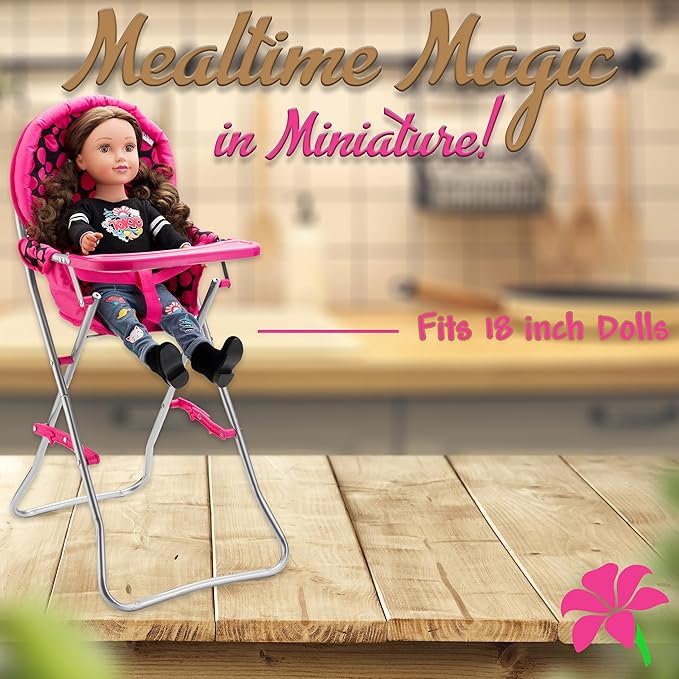 Baby Doll High Chair, Baby Toy High Chair for Toddlers 3 Years and up 18 inch