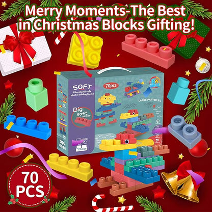 Baby Soft Blocks Building Block Toys, Blocks for Babies 6 Months and Up STEM Educational Toddler Gifts 12-18 months 70PCS