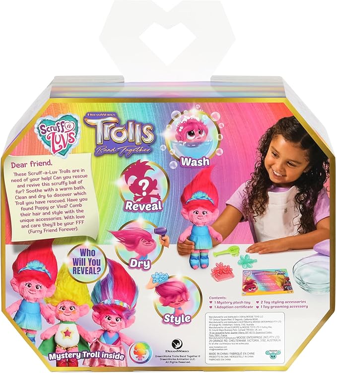 Little Live Pets Scruff-a-Luvs Trolls Band Together Reveal. Wash, Reveal and Style A Cute Plush Trolls Doll