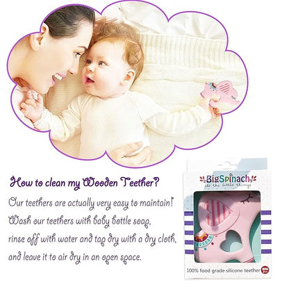 Soft Pink Elephant Teether Toy for Babies 0-6/6-12 Months Silicone