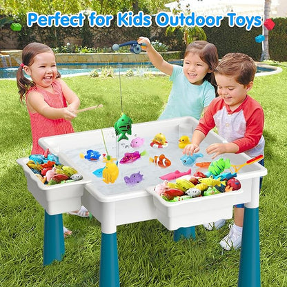 Toddlers Kids Table and Chair Set: Activity Table with 152Pcs 4 Chairs 3-10 Year