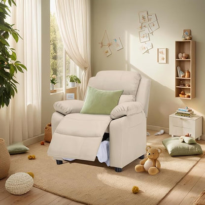 JC Home Macaron Kids Reclining Chair Leather Recliner Sofa Toddler Youth Children Child Ages 2-8