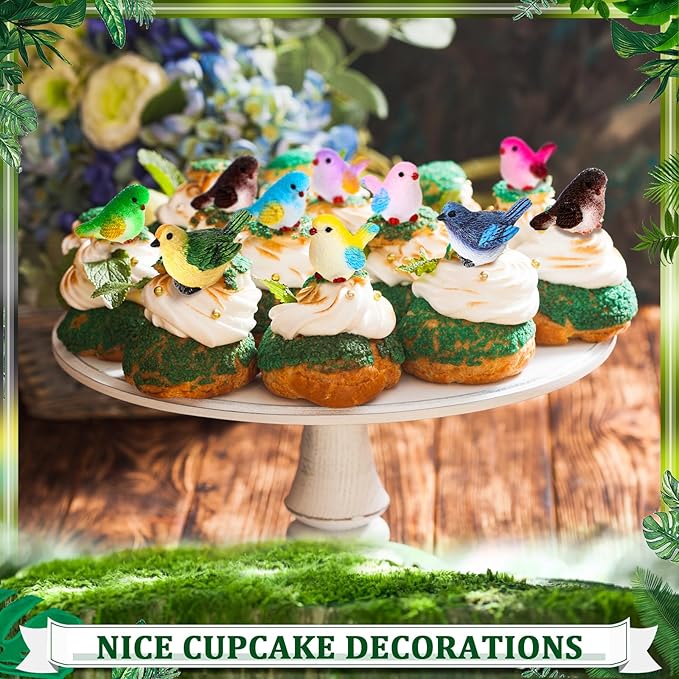 100 Pcs Mini Resin Birds Figurines Miniature Dollhouse Accessories Cute