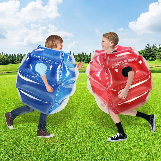 SUNSHINEMALL 2PC Sumo Balls, Inflatable Body Sumo Balls Bopper Toys 26" - (2PC Blue+Pink 26inch)