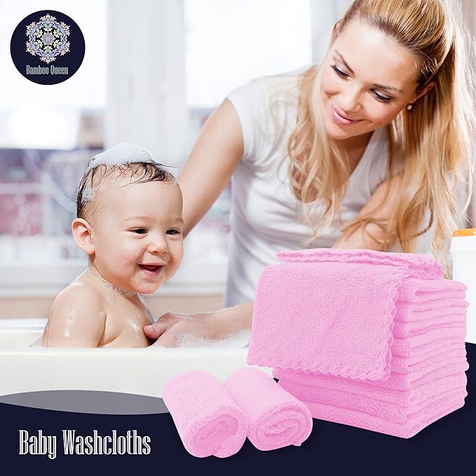16 Pack Baby Washcloths - Luxury Coral Fleece Berry,10x10 Inch