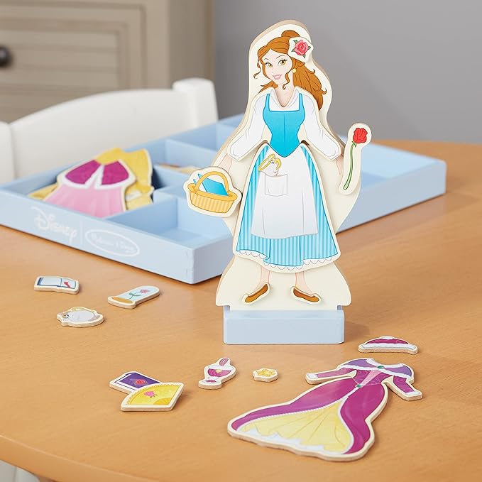 Melissa & Doug Disney Belle Magnetic Dress-Up Wooden Doll Pretend (30+ pcs)