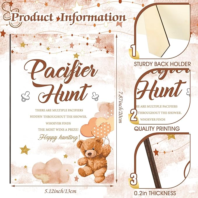 Thyle 51 Pcs Pacifier Hunt Baby Shower Games Include Baby 50 Acrylic