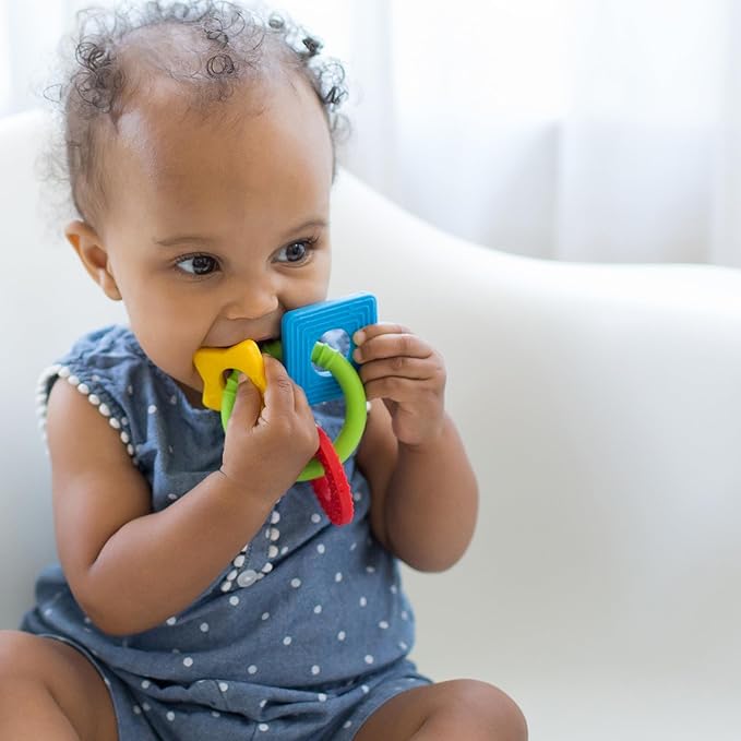 Dr. Brown's Learning Loop, Baby Teether Ring with Multiple Shapes & Textures 100% Silicone, 3m+ (Pack 2)