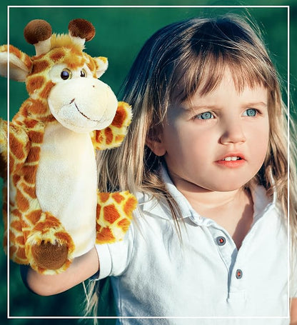 DolliBu Giraffe Plush Hand Puppet For Kids - Soft Plush