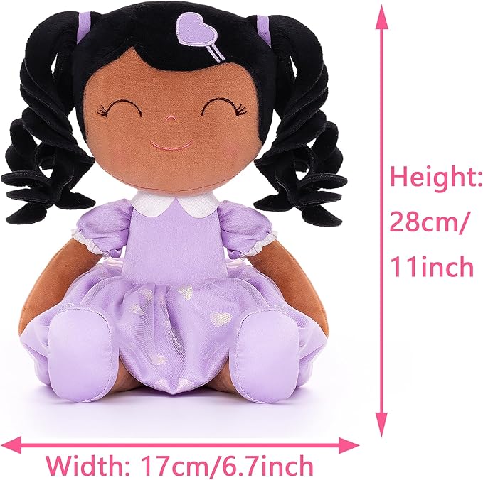 Gloveleya Baby Doll Gifts Plush Curly Girl Toys with Love 16" Purple