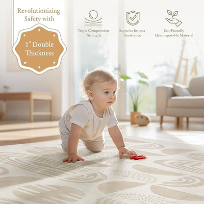 Super 1 Inch Thick Premium Quality Exercise & Baby Foam Play Mats - Expandable & Large Non-Toxic Odorless Floor Mat 6 Tiles 6x4ft -