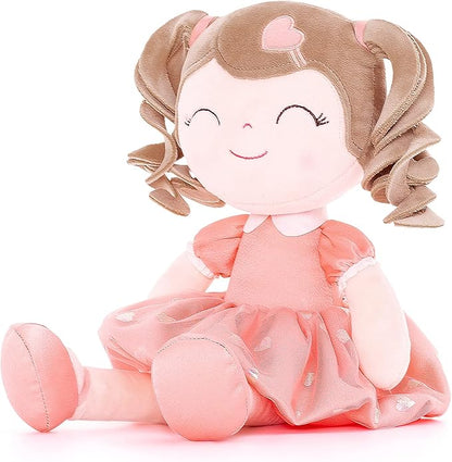Gloveleya Baby Doll Gifts Plush Curly Girl Toys with Love 16" Orange