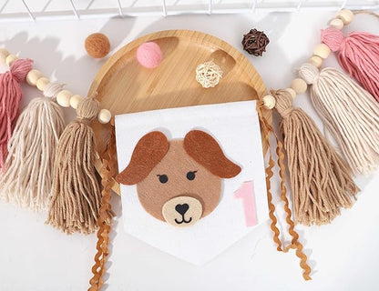 Puppy Tassel High Chair Banner - Dog Themed 1st Birthday Party Decor,Puppy First Birthday Highchair Banner