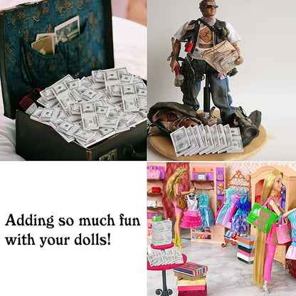 FOIMAS 180pcs 1:12 Miniature Scene Dollars Fake Bills for Dollhouse Scene Model Craft Supply