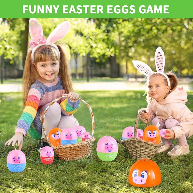 Piggy Toddler Stacking Nesting Toys for Toddlers 1-3, 8PCS Pig Eggs Matching Game STEM Preschool Learning Sensory Nesting Dolls Animals Baby Bath Toys Gift for 6 Months+