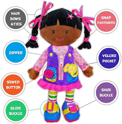 June Garden 15.5" Dressy Friends Scarlett - Educational Stuffed Plush Doll for Kids and Toddlers 2 Years and Up