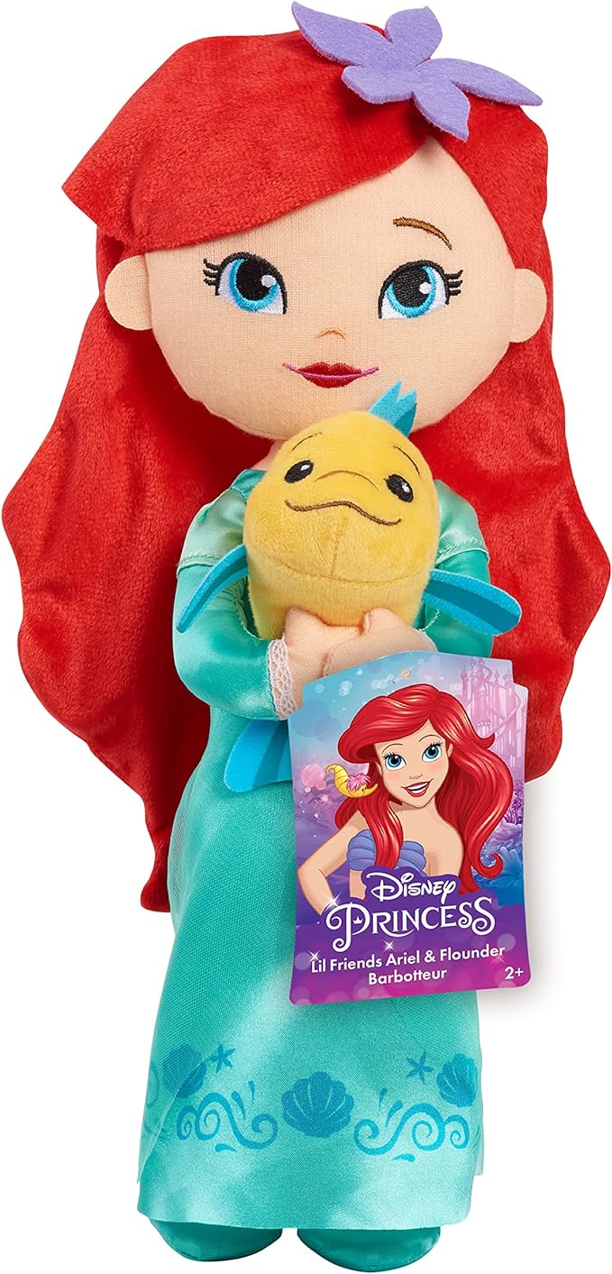 Disney Princess Lil' Friends Ariel & Flounder 14-inch Plush Doll, 3 Up