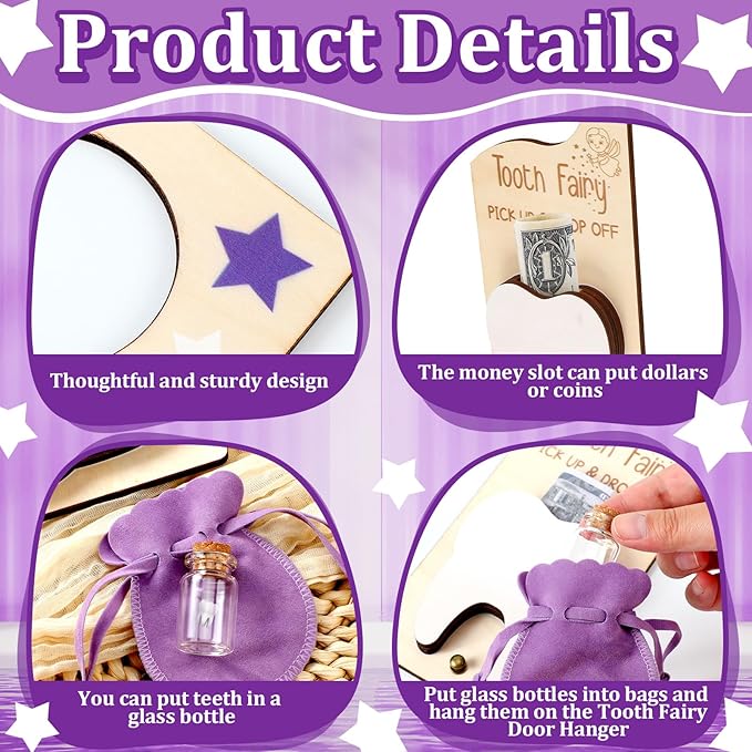 3 Pcs Tooth Fairy Tooth Holder Bag Tooth Fairy Door