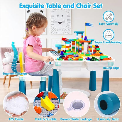 Kids Activity Table Toddlers Kids Table and Chair Set 152Pcs Large 3 4 5-10 Year
