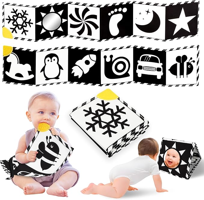 Newborn Toys, High Contrast Baby Books with Teether 0-6-12 Months