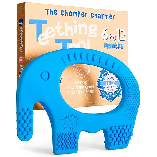 Teethers for Babies 6-12 Months - Baby Elefun 5x Pain Relief Toddler Teether. No More Ouch for Mom Anti Bite Trainer. Nurtures Grasping, Passing