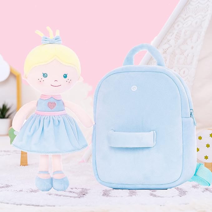 Onetoo Toddler Backpack Kids Backpacks with Soft Tanned Baby Dolls 9.5"