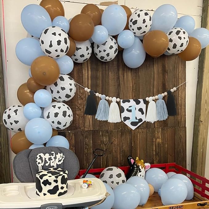 Holy Cow 1st Tassels Banner Birthday Decorations Boy - First Highchair Tassels Banner, High Chair Tassels Wood Beads Garland Party Supplies