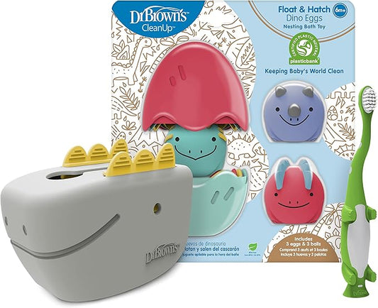 Dr. Brown's Baby and Toddler Toothbrush, Green Dinosaur 1-Pack 1-4 Years 6m+, Dino-Soft