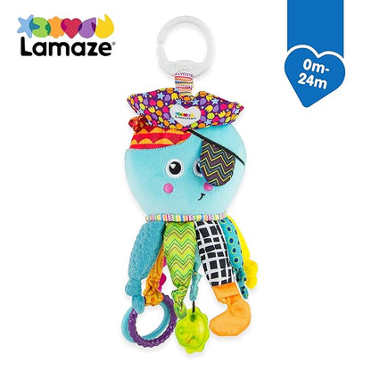 Lamaze Clip On Car Seat and Stroller Toy - Captain Calamari - Crinkle Car Seat Toys and Stroller Toys - Sensory Toys for Babies - Travel Toys for Car - Infant Toys Ages 0 Months and Up