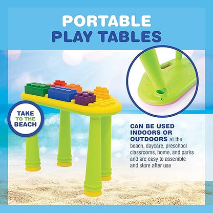 UNiPLAY Indoor/Outdoor Toddler Activity Table Set with 25 Piece Building Blocks, Kids Play Table for Building Blocks Toy