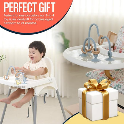 High Chair Toys with Suction Cups | Silicone & Wooden High Chair Suction Cup Toys for Babies 6-12 Months