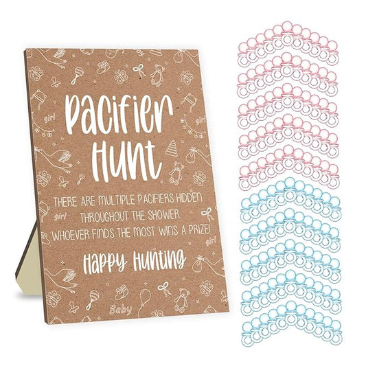 Baby Pacifier Hunt Game, Baby Shower Games Set 50 Mini 50 Blue