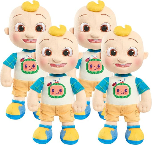 Just Play Cocomelon 100% Recycled Materials 13-inch JJ Plush Stuffed Doll, Super-Soft and Huggable, Kids Toys for Ages 18 Month (Pack of 4)